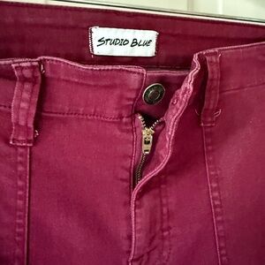 Studio Blue Maroon High-Rise Trousers